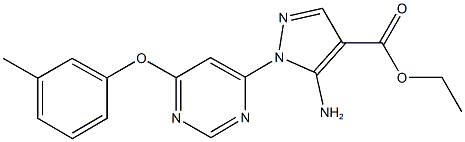 ethyl 5-amino-1-[6-(3-methylphenoxy)-4-pyrimidinyl]-1H-pyrazole-4-carboxylate Struktur