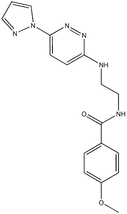 4-methoxy-N-(2-{[6-(1H-pyrazol-1-yl)-3-pyridazinyl]amino}ethyl)benzamide Struktur