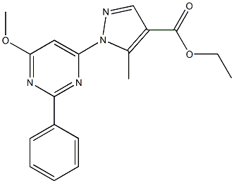 ethyl 1-(6-methoxy-2-phenyl-4-pyrimidinyl)-5-methyl-1H-pyrazole-4-carboxylate Struktur