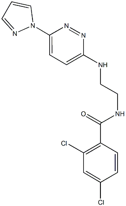 2,4-dichloro-N-(2-{[6-(1H-pyrazol-1-yl)-3-pyridazinyl]amino}ethyl)benzamide Struktur