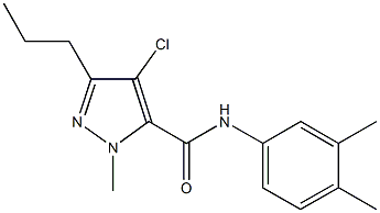 4-chloro-N-(3,4-dimethylphenyl)-1-methyl-3-propyl-1H-pyrazole-5-carboxamide Struktur