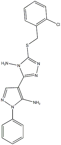 4-{4-amino-5-[(2-chlorobenzyl)sulfanyl]-4H-1,2,4-triazol-3-yl}-1-phenyl-1H-pyrazol-5-ylamine Struktur