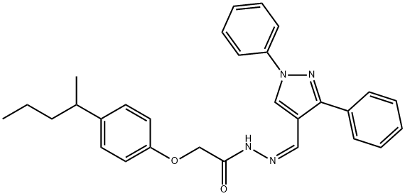 N'-[(1,3-diphenyl-1H-pyrazol-4-yl)methylene]-2-[4-(1-methylbutyl)phenoxy]acetohydrazide Struktur