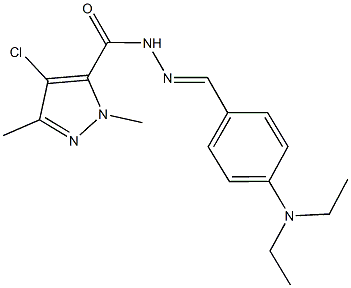 4-chloro-N'-[4-(diethylamino)benzylidene]-1,3-dimethyl-1H-pyrazole-5-carbohydrazide Struktur