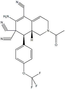 2-acetyl-6-amino-8-[4-(trifluoromethoxy)phenyl]-2,3,8,8a-tetrahydro-5,7,7(1H)-isoquinolinetricarbonitrile Struktur