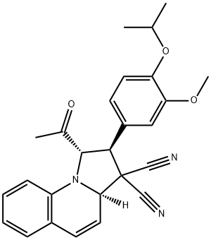 1-acetyl-2-(4-isopropoxy-3-methoxyphenyl)-1,2-dihydropyrrolo[1,2-a]quinoline-3,3(3aH)-dicarbonitrile Struktur