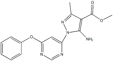 methyl 5-amino-3-methyl-1-(6-phenoxy-4-pyrimidinyl)-1H-pyrazole-4-carboxylate Struktur