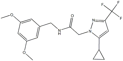 2-[5-cyclopropyl-3-(trifluoromethyl)-1H-pyrazol-1-yl]-N-(3,5-dimethoxybenzyl)acetamide Struktur