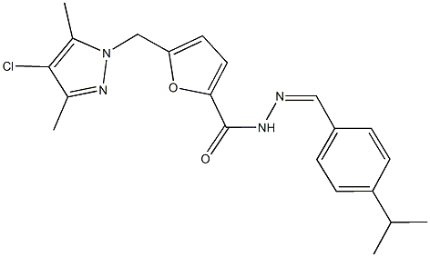 5-[(4-chloro-3,5-dimethyl-1H-pyrazol-1-yl)methyl]-N'-(4-isopropylbenzylidene)-2-furohydrazide Struktur