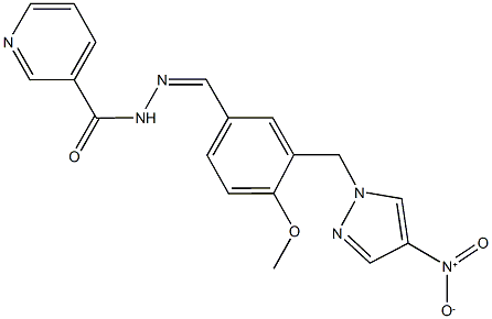 N'-[3-({4-nitro-1H-pyrazol-1-yl}methyl)-4-methoxybenzylidene]nicotinohydrazide Struktur