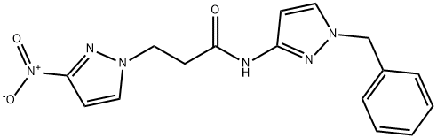 N-(1-benzyl-1H-pyrazol-3-yl)-3-{3-nitro-1H-pyrazol-1-yl}propanamide Struktur