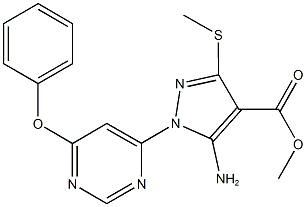 methyl 5-amino-3-(methylsulfanyl)-1-(6-phenoxy-4-pyrimidinyl)-1H-pyrazole-4-carboxylate Struktur