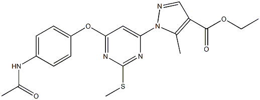 ethyl 1-[6-[4-(acetylamino)phenoxy]-2-(methylsulfanyl)-4-pyrimidinyl]-5-methyl-1H-pyrazole-4-carboxylate Struktur