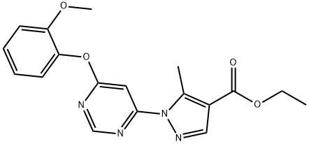 ethyl 1-[6-(2-methoxyphenoxy)-4-pyrimidinyl]-5-methyl-1H-pyrazole-4-carboxylate Struktur