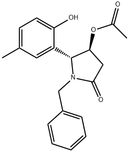 1-benzyl-2-(2-hydroxy-5-methylphenyl)-5-oxo-3-pyrrolidinyl acetate Struktur