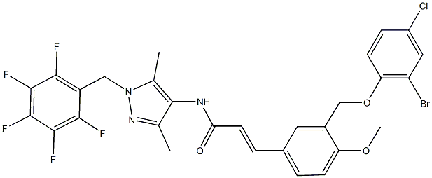 3-{3-[(2-bromo-4-chlorophenoxy)methyl]-4-methoxyphenyl}-N-[3,5-dimethyl-1-(2,3,4,5,6-pentafluorobenzyl)-1H-pyrazol-4-yl]acrylamide Struktur