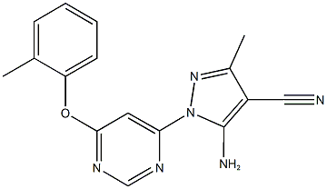 5-amino-3-methyl-1-[6-(2-methylphenoxy)-4-pyrimidinyl]-1H-pyrazole-4-carbonitrile Struktur