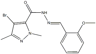 4-bromo-N'-(2-methoxybenzylidene)-1,3-dimethyl-1H-pyrazole-5-carbohydrazide Struktur