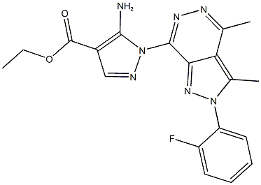 ethyl 5-amino-1-[2-(2-fluorophenyl)-3,4-dimethyl-2H-pyrazolo[3,4-d]pyridazin-7-yl]-1H-pyrazole-4-carboxylate Struktur