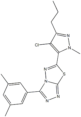 6-(4-chloro-1-methyl-3-propyl-1H-pyrazol-5-yl)-3-(3,5-dimethylphenyl)[1,2,4]triazolo[3,4-b][1,3,4]thiadiazole Struktur