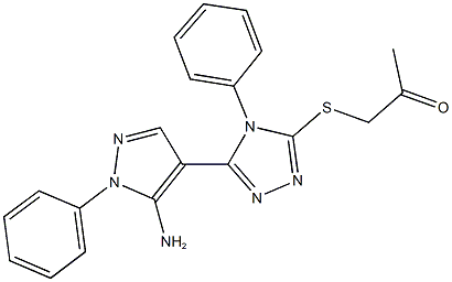 1-{[5-(5-amino-1-phenyl-1H-pyrazol-4-yl)-4-phenyl-4H-1,2,4-triazol-3-yl]thio}acetone Struktur