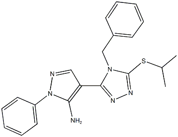 4-[4-benzyl-5-(isopropylthio)-4H-1,2,4-triazol-3-yl]-1-phenyl-1H-pyrazol-5-amine Struktur