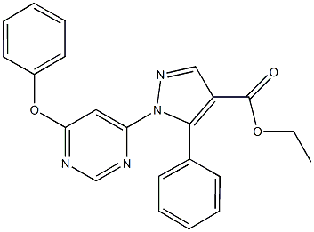 ethyl 1-(6-phenoxy-4-pyrimidinyl)-5-phenyl-1H-pyrazole-4-carboxylate Struktur