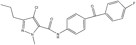 4-chloro-N-[4-(4-fluorobenzoyl)phenyl]-1-methyl-3-propyl-1H-pyrazole-5-carboxamide Struktur