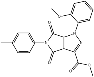 methyl 1-(2-methoxyphenyl)-5-(4-methylphenyl)-4,6-dioxo-1,3a,4,5,6,6a-hexahydropyrrolo[3,4-c]pyrazole-3-carboxylate Struktur