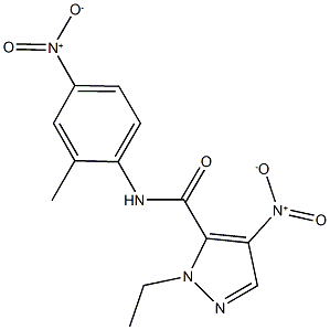 1-ethyl-4-nitro-N-{4-nitro-2-methylphenyl}-1H-pyrazole-5-carboxamide Struktur