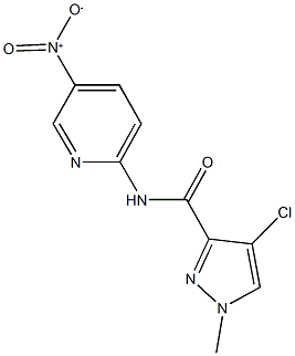 4-chloro-N-{5-nitro-2-pyridinyl}-1-methyl-1H-pyrazole-3-carboxamide Struktur