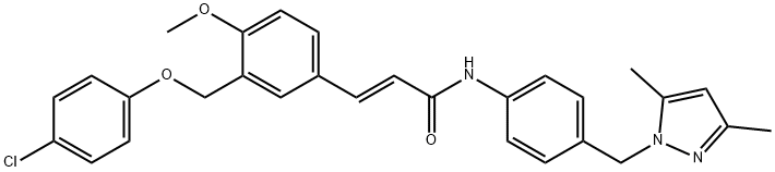 3-{3-[(4-chlorophenoxy)methyl]-4-methoxyphenyl}-N-{4-[(3,5-dimethyl-1H-pyrazol-1-yl)methyl]phenyl}acrylamide Struktur