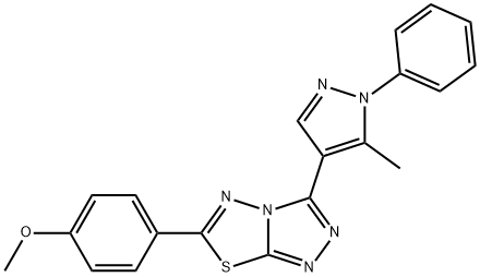 methyl 4-[3-(5-methyl-1-phenyl-1H-pyrazol-4-yl)[1,2,4]triazolo[3,4-b][1,3,4]thiadiazol-6-yl]phenyl ether Struktur