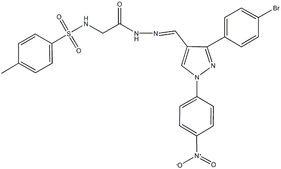 N-(2-{2-[(3-(4-bromophenyl)-1-{4-nitrophenyl}-1H-pyrazol-4-yl)methylene]hydrazino}-2-oxoethyl)-4-methylbenzenesulfonamide Struktur