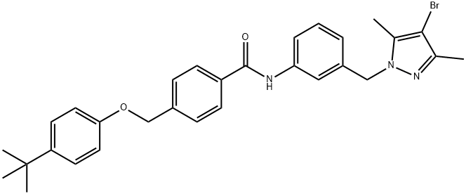 N-{3-[(4-bromo-3,5-dimethyl-1H-pyrazol-1-yl)methyl]phenyl}-4-[(4-tert-butylphenoxy)methyl]benzamide Struktur