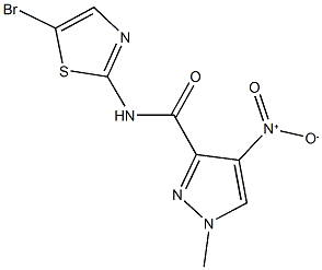 N-(5-bromo-1,3-thiazol-2-yl)-4-nitro-1-methyl-1H-pyrazole-3-carboxamide Struktur