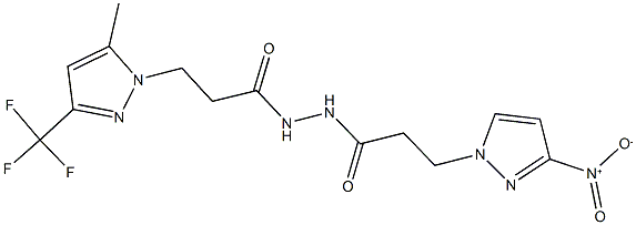 3-{3-nitro-1H-pyrazol-1-yl}-N'-{3-[5-methyl-3-(trifluoromethyl)-1H-pyrazol-1-yl]propanoyl}propanohydrazide Struktur