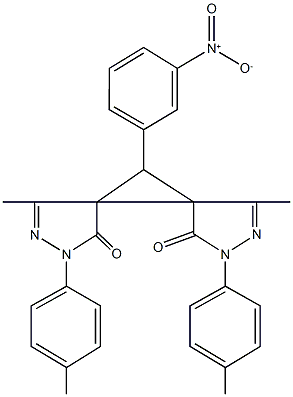 11-{3-nitrophenyl}-4,10-dimethyl-2,8-bis(4-methylphenyl)-2,3,8,9-tetraazadispiro[4.0.4.1]undeca-3,9-diene-1,7-dione Struktur