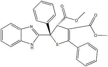 dimethyl 2-(1H-benzimidazol-2-yl)-2,5-diphenyl-2,3-dihydro-3,4-thiophenedicarboxylate Struktur