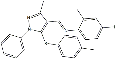 N-(4-iodo-2-methylphenyl)-N-({3-methyl-5-[(4-methylphenyl)sulfanyl]-1-phenyl-1H-pyrazol-4-yl}methylene)amine Struktur