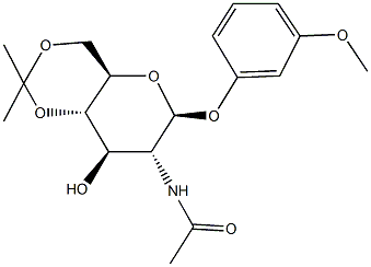 N-[8-hydroxy-6-(3-methoxyphenoxy)-2,2-dimethylhexahydropyrano[3,2-d][1,3]dioxin-7-yl]acetamide Struktur