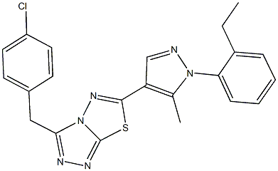 3-(4-chlorobenzyl)-6-[1-(2-ethylphenyl)-5-methyl-1H-pyrazol-4-yl][1,2,4]triazolo[3,4-b][1,3,4]thiadiazole Struktur