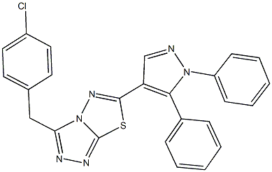 3-(4-chlorobenzyl)-6-(1,5-diphenyl-1H-pyrazol-4-yl)[1,2,4]triazolo[3,4-b][1,3,4]thiadiazole Struktur