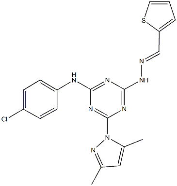 2-thiophenecarbaldehyde [4-(4-chloroanilino)-6-(3,5-dimethyl-1H-pyrazol-1-yl)-1,3,5-triazin-2-yl]hydrazone Struktur