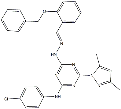 2-(benzyloxy)benzaldehyde [4-(4-chloroanilino)-6-(3,5-dimethyl-1H-pyrazol-1-yl)-1,3,5-triazin-2-yl]hydrazone Struktur