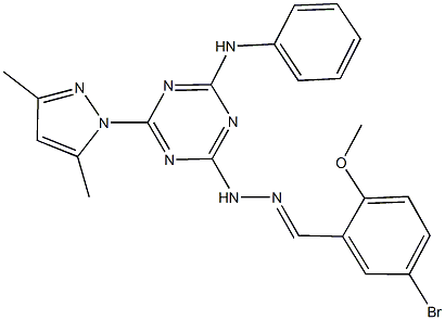 5-bromo-2-methoxybenzaldehyde [4-anilino-6-(3,5-dimethyl-1H-pyrazol-1-yl)-1,3,5-triazin-2-yl]hydrazone Struktur