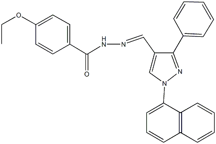 4-ethoxy-N'-{[1-(1-naphthyl)-3-phenyl-1H-pyrazol-4-yl]methylene}benzohydrazide Struktur