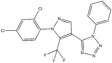 5-[1-(2,4-dichlorophenyl)-5-(trifluoromethyl)-1H-pyrazol-4-yl]-1-phenyl-1H-tetraazole Struktur