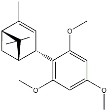 2,6,6-trimethyl-4-(2,4,6-trimethoxyphenyl)bicyclo[3.1.1]hept-2-ene Struktur