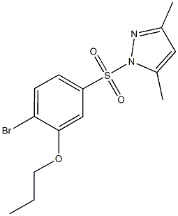 2-bromo-5-[(3,5-dimethyl-1H-pyrazol-1-yl)sulfonyl]phenyl propyl ether Struktur